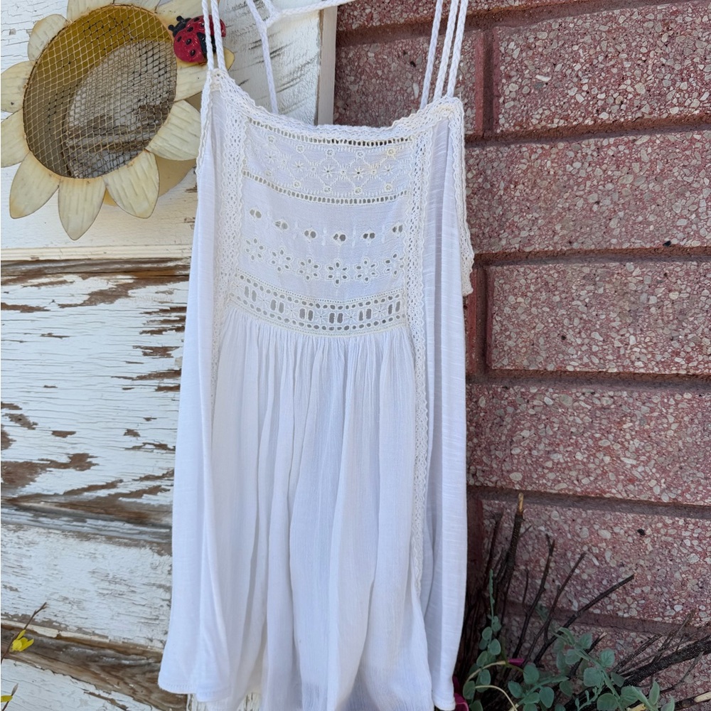American Eagle Outfitters White Lace Strap Top